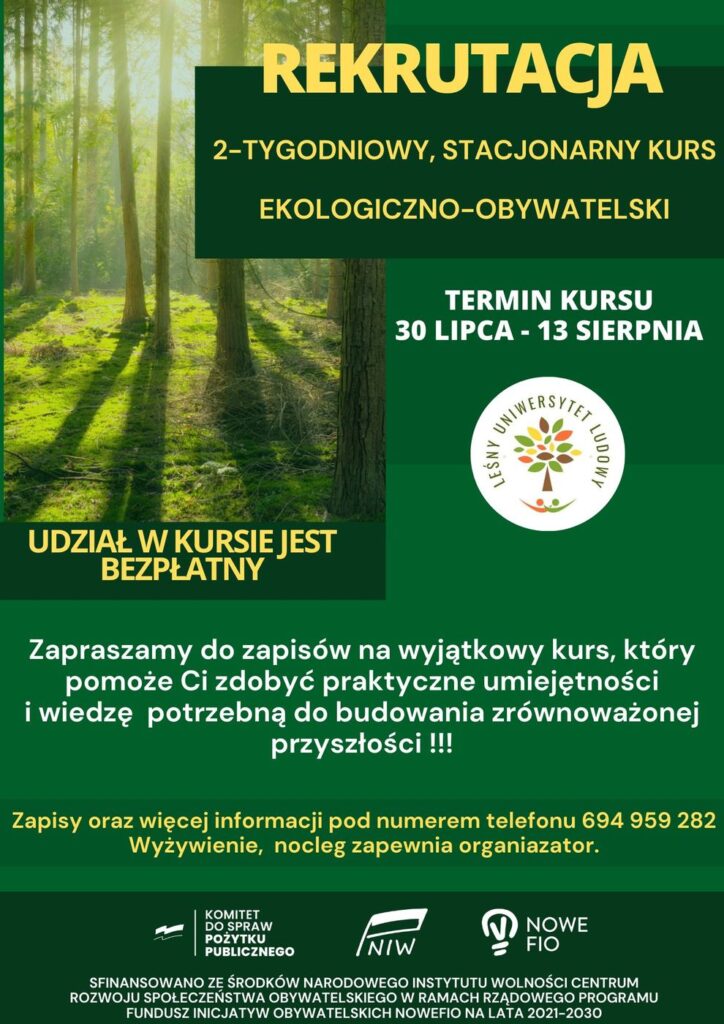 Nie przegap tej okazji – Stacjonarny Kurs Ekologiczno-Obywatelski